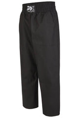 Kickboxhose lang schwarz - Satin - mit Gummibund