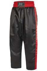 Kickboxhose lang schwarz - Satin - mit Gummibund
