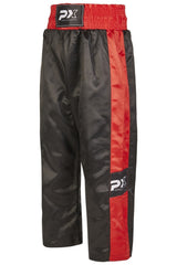 PX Kickboxhose TOPFIGHT, schwarz-rot - elastischer Bund mit Kordelzug