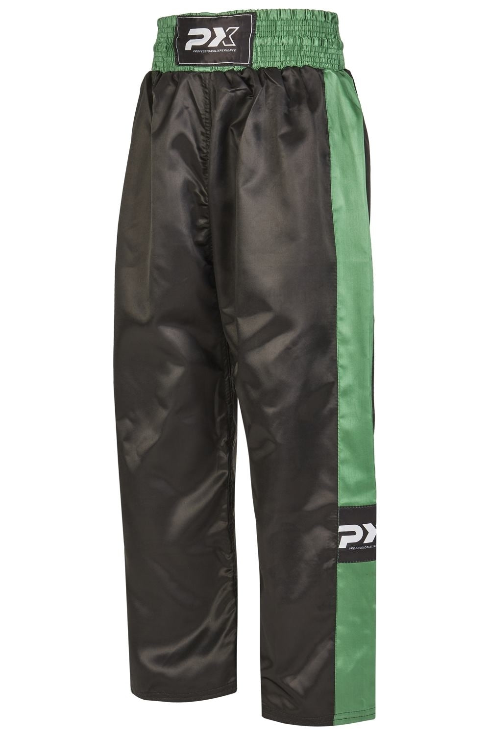PX Kickboxhose TOPFIGHT, schwarz-grün - elastischer Bund mit Kordelzug