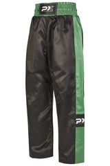 PX Kickboxhose TOPFIGHT, schwarz-grün - elastischer Bund mit Kordelzug