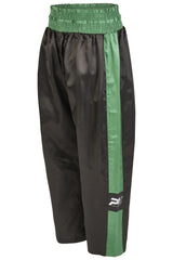 PX Kickboxhose TOPFIGHT, schwarz-grün - elastischer Bund mit Kordelzug