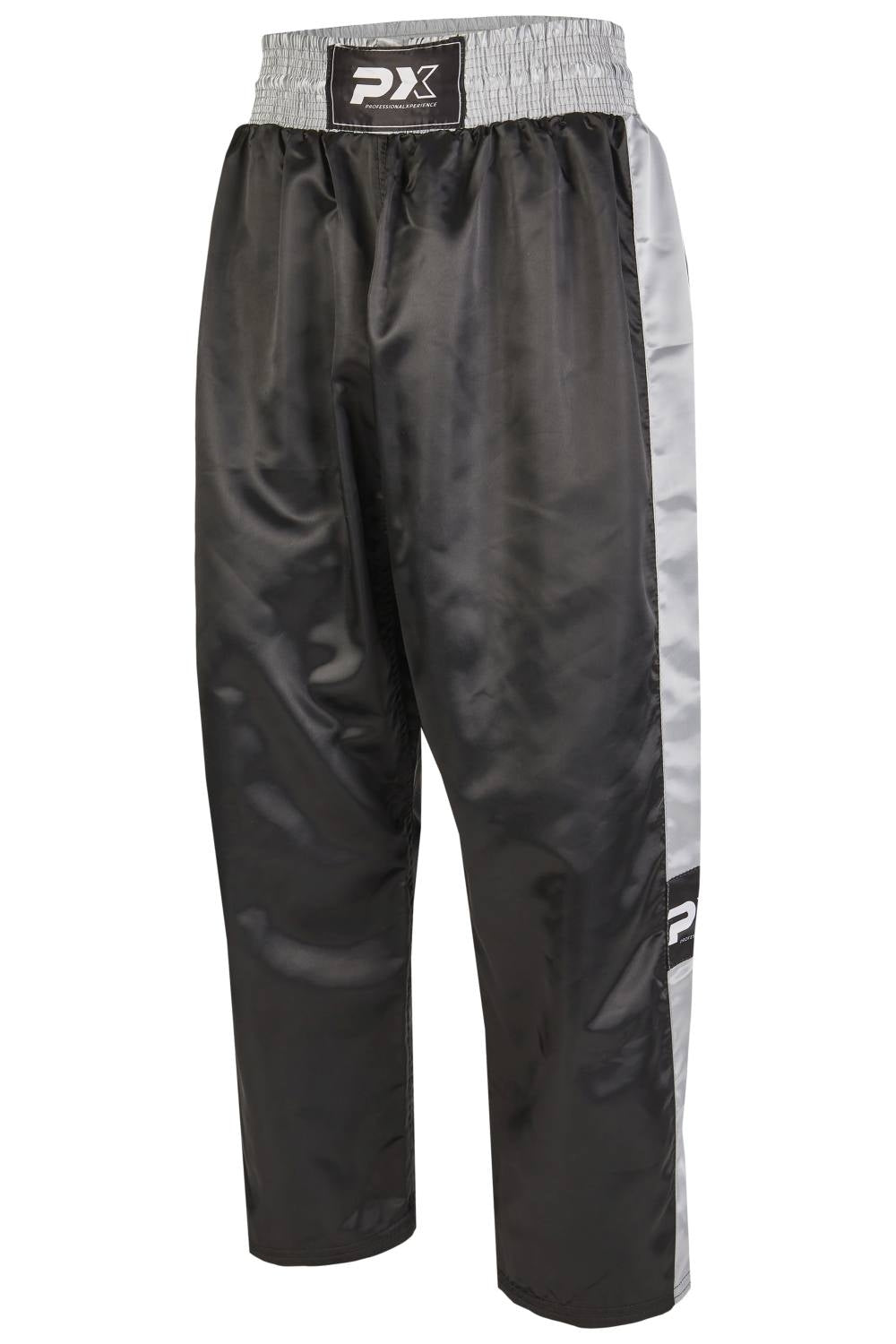 PX Kickboxhose TOPFIGHT, schwarz-grau - elastischer Bund mit Kordelzug