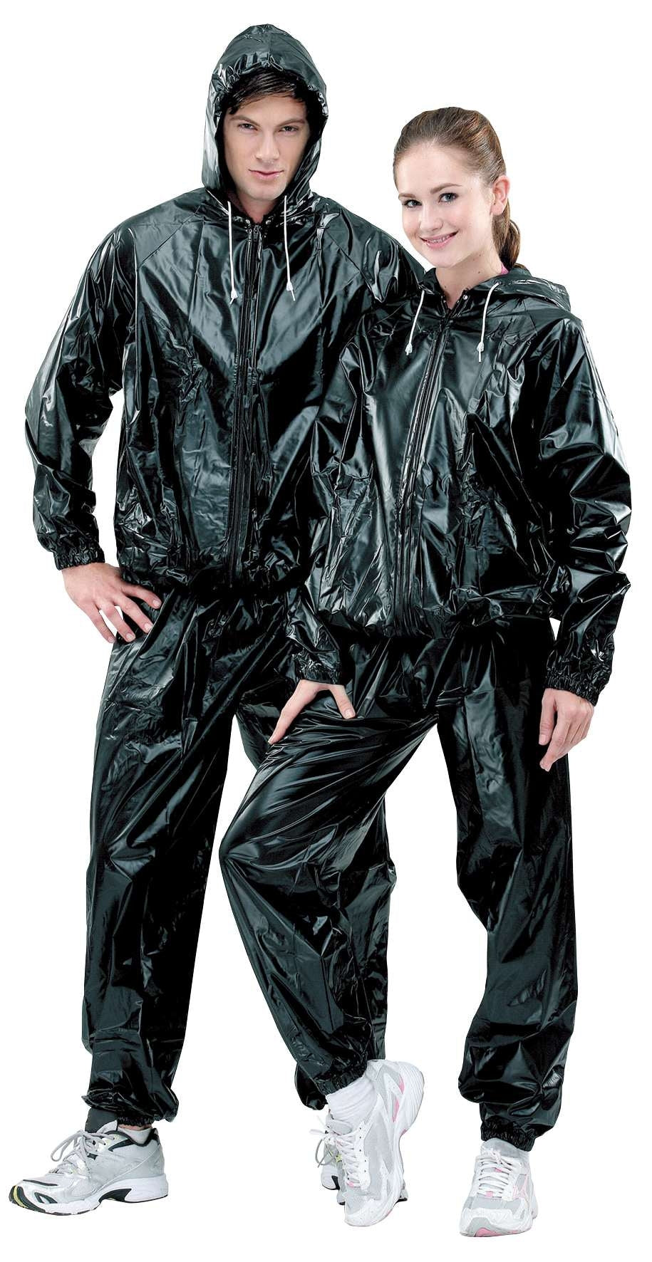 Schwitzanzug mit Kapuze PVC schwarz
