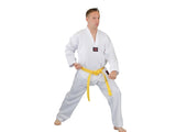 Taekwondo Dobok Ribbed weiß - Mischgewebe - mit V-Revers und Gürtel