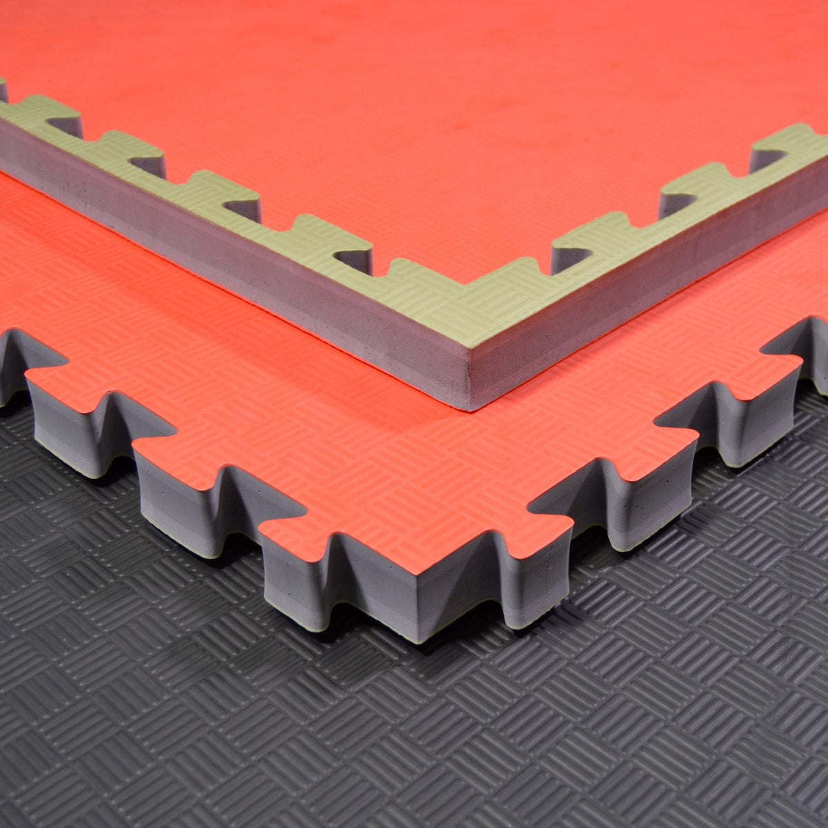 Kampfsportmatten Wendematte rot-grün 100x100x4cm