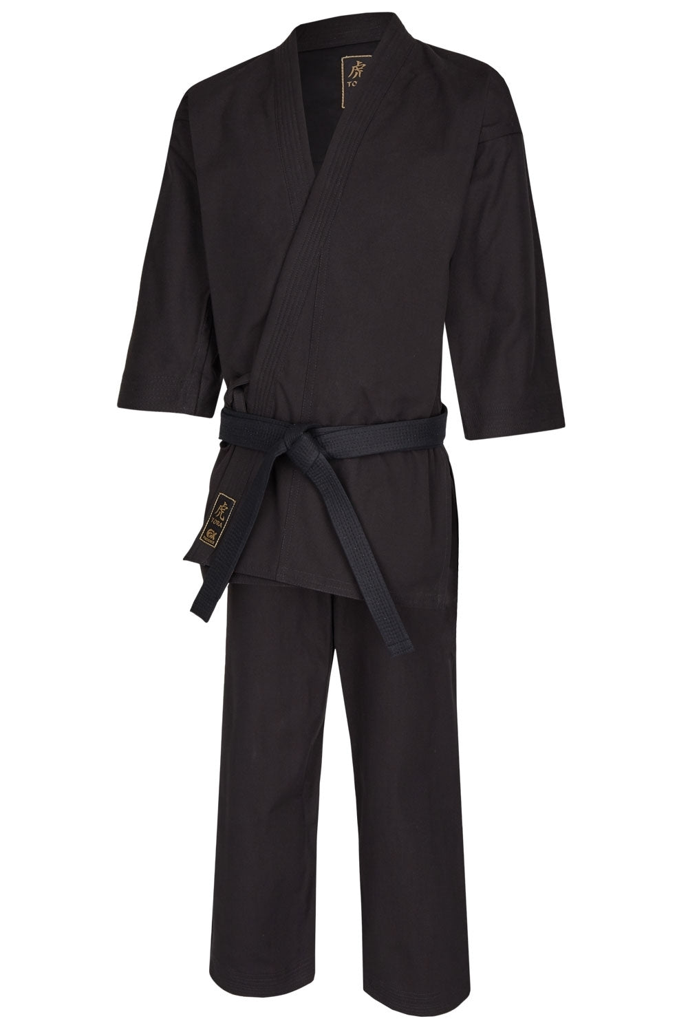 Karateanzug TORA BLACK Profi Gi 14 oz schwarz - Schwere Baumwolle