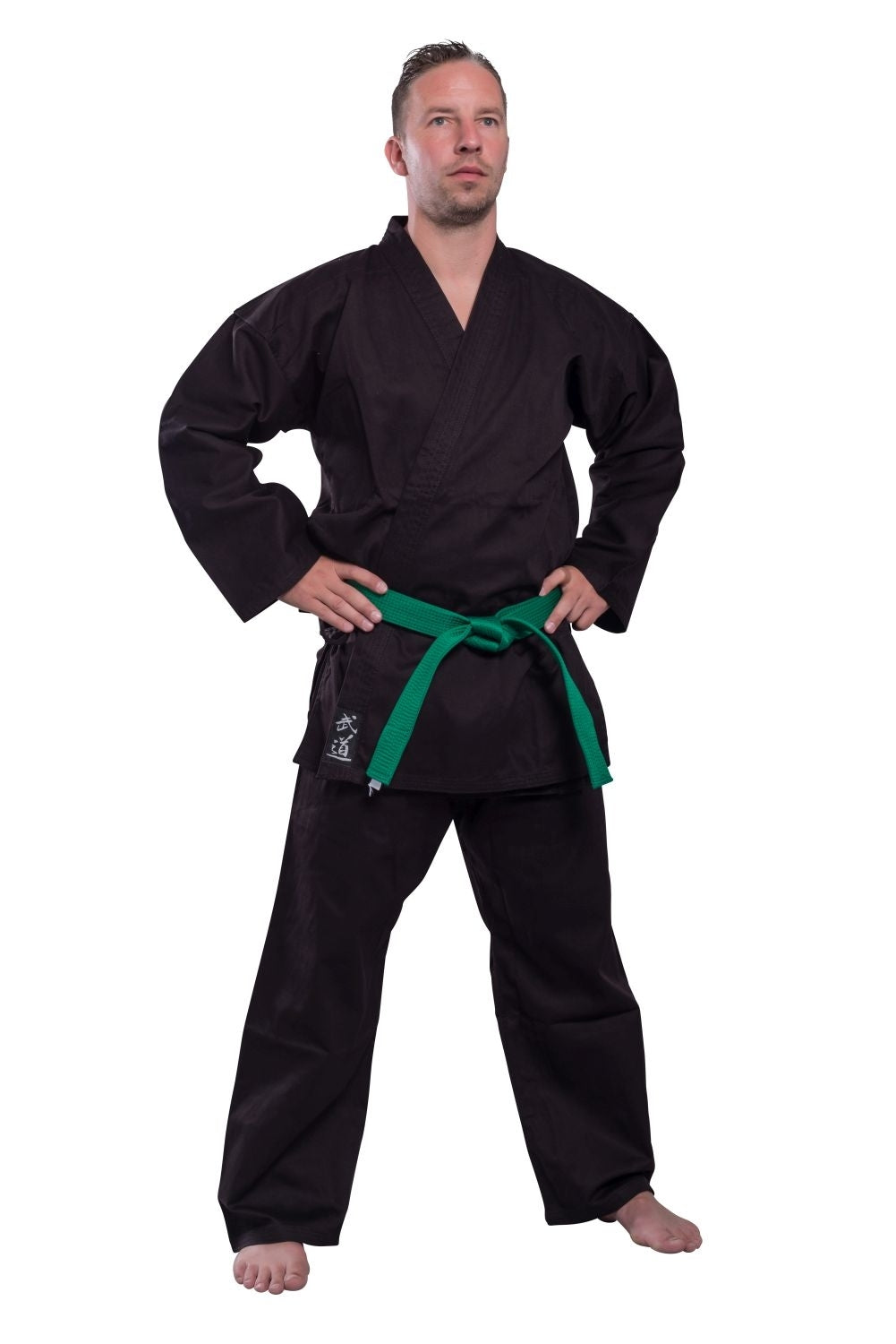 Karateanzug Standard Edition Gi 8 oz schwarz - Baumwolle - mit Gürtel - vorgewaschen