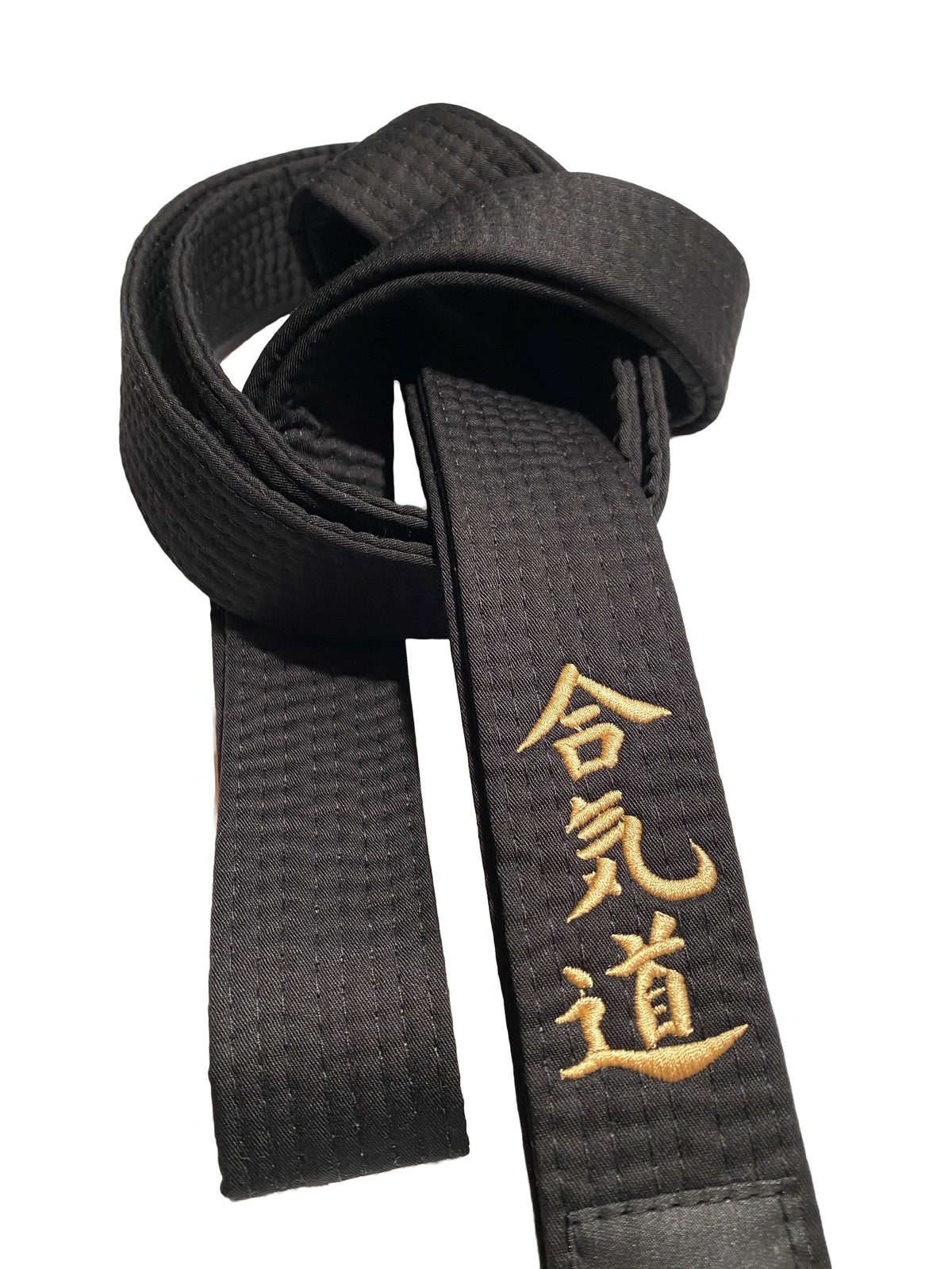 Aikidogürtel schwarz - Bestickt - Aikido - Schriftzeichen Bestickung gold - Schwarzgurt Kanji japanisch