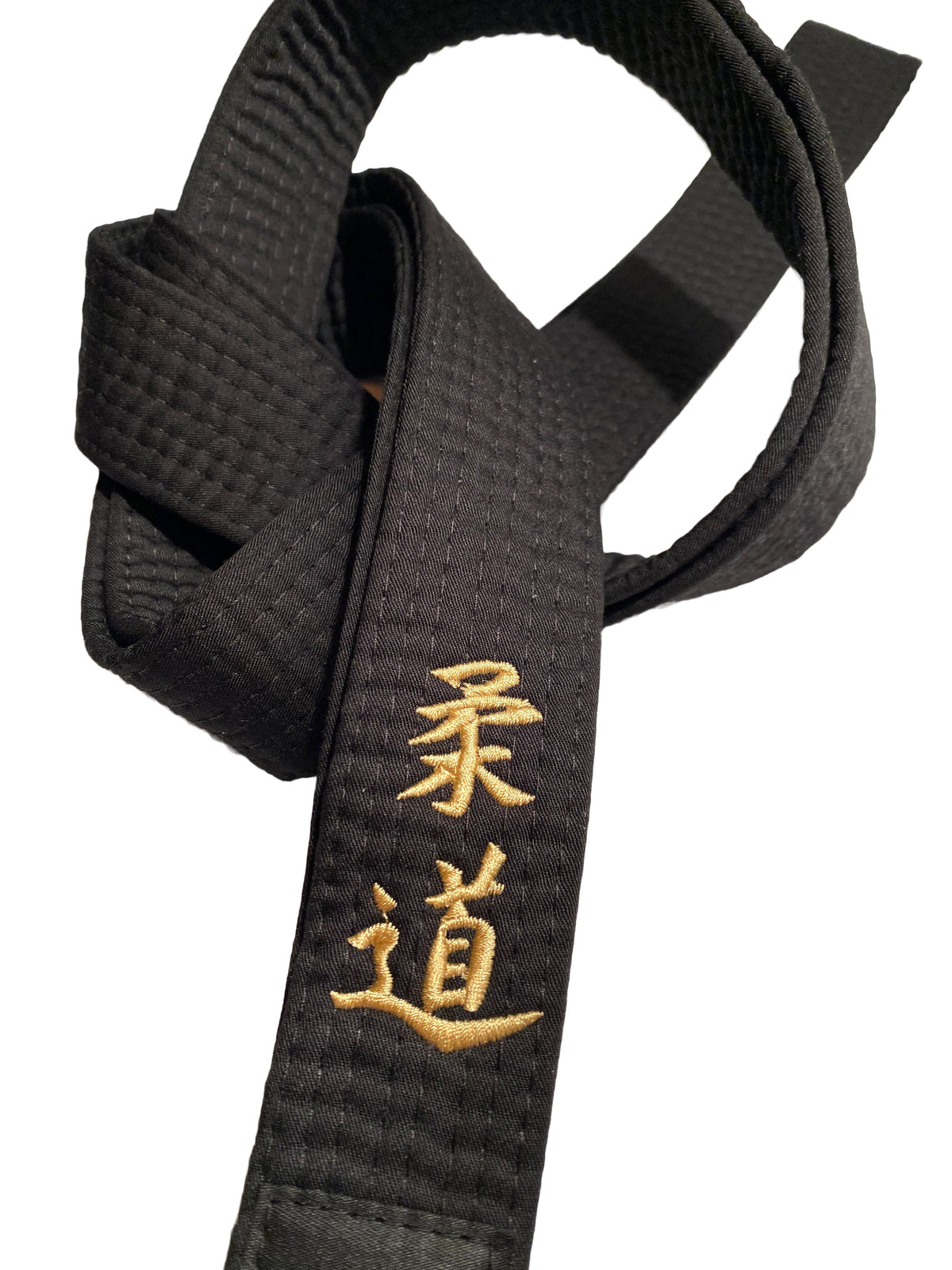 Judogürtel schwarz - Bestickt - Judo - Schriftzeichen Bestickung gold - Schwarzgurt Kanji japanisch